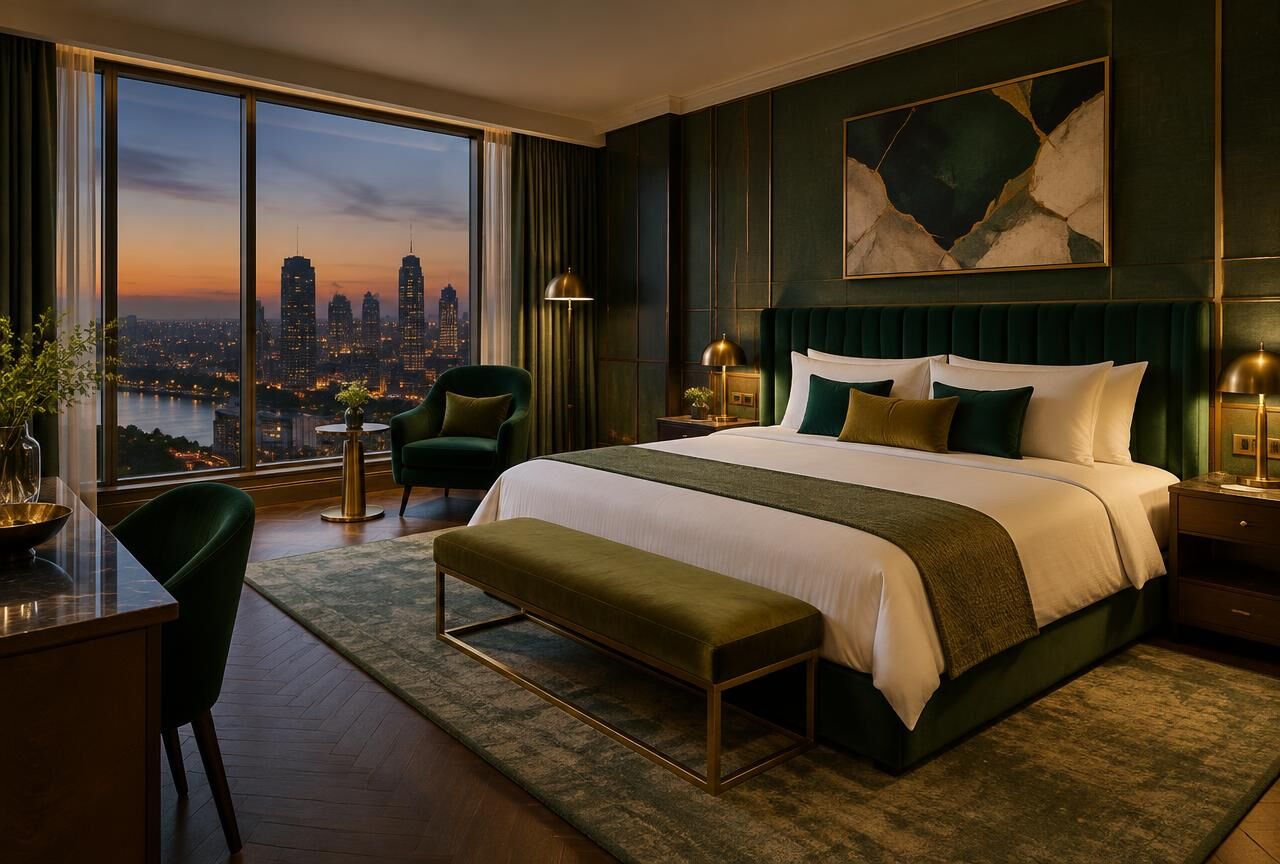Illustrative resort hotel suite